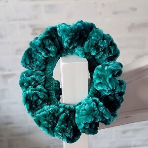 3/$15! Handmade Crochet Velvet Scrunchie- Kelly Green